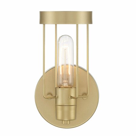 DESIGNERS FOUNTAIN Tafo 9.5in 1-Light Golden Mist Industrial Indoor Wall Sconce with Metal Cage D273M-WS-GM